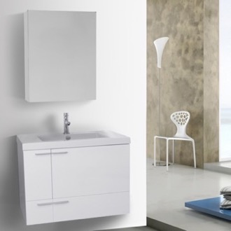 Bathroom Vanity Single Bathroom Vanity, Modern, Wall Mount, 31